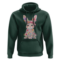 Cute Floral Easter Bunny Graphic Hoodie Adorable Spring Rabbit with Flowers Pastel Aesthetic Gift