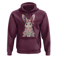 Cute Floral Easter Bunny Graphic Hoodie Adorable Spring Rabbit with Flowers Pastel Aesthetic Gift