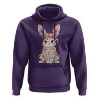 Cute Floral Easter Bunny Graphic Hoodie Adorable Spring Rabbit with Flowers Pastel Aesthetic Gift