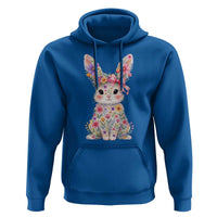 Cute Floral Easter Bunny Graphic Hoodie Adorable Spring Rabbit with Flowers Pastel Aesthetic Gift