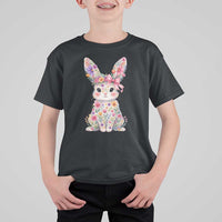 Cute Floral Easter Bunny Graphic T Shirt For Kid Adorable Spring Rabbit with Flowers Pastel Aesthetic Gift