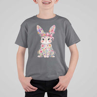Cute Floral Easter Bunny Graphic T Shirt For Kid Adorable Spring Rabbit with Flowers Pastel Aesthetic Gift