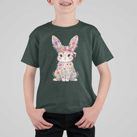 Cute Floral Easter Bunny Graphic T Shirt For Kid Adorable Spring Rabbit with Flowers Pastel Aesthetic Gift