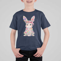 Cute Floral Easter Bunny Graphic T Shirt For Kid Adorable Spring Rabbit with Flowers Pastel Aesthetic Gift