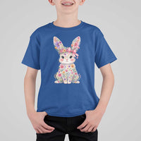 Cute Floral Easter Bunny Graphic T Shirt For Kid Adorable Spring Rabbit with Flowers Pastel Aesthetic Gift