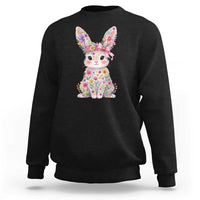 Cute Floral Easter Bunny Graphic Sweatshirt Adorable Spring Rabbit with Flowers Pastel Aesthetic Gift