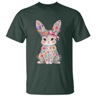 Cute Floral Easter Bunny Graphic T Shirt Adorable Spring Rabbit with Flowers Pastel Aesthetic Gift