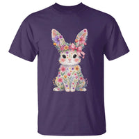 Cute Floral Easter Bunny Graphic T Shirt Adorable Spring Rabbit with Flowers Pastel Aesthetic Gift