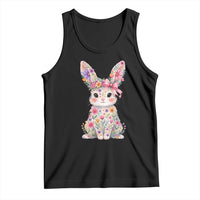 Cute Floral Easter Bunny Graphic Tank Top Adorable Spring Rabbit with Flowers Pastel Aesthetic Gift