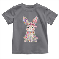 Cute Floral Easter Bunny Graphic Toddler T Shirt Adorable Spring Rabbit with Flowers Pastel Aesthetic Gift