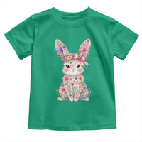 Cute Floral Easter Bunny Graphic Toddler T Shirt Adorable Spring Rabbit with Flowers Pastel Aesthetic Gift
