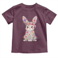 Cute Floral Easter Bunny Graphic Toddler T Shirt Adorable Spring Rabbit with Flowers Pastel Aesthetic Gift