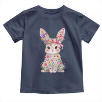 Cute Floral Easter Bunny Graphic Toddler T Shirt Adorable Spring Rabbit with Flowers Pastel Aesthetic Gift