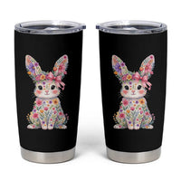 Cute Floral Easter Bunny Graphic Tumbler Cup Adorable Spring Rabbit with Flowers Pastel Aesthetic Gift