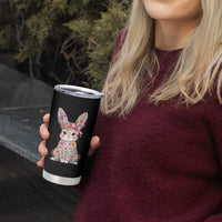 Cute Floral Easter Bunny Graphic Tumbler Cup Adorable Spring Rabbit with Flowers Pastel Aesthetic Gift
