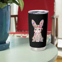 Cute Floral Easter Bunny Graphic Tumbler Cup Adorable Spring Rabbit with Flowers Pastel Aesthetic Gift