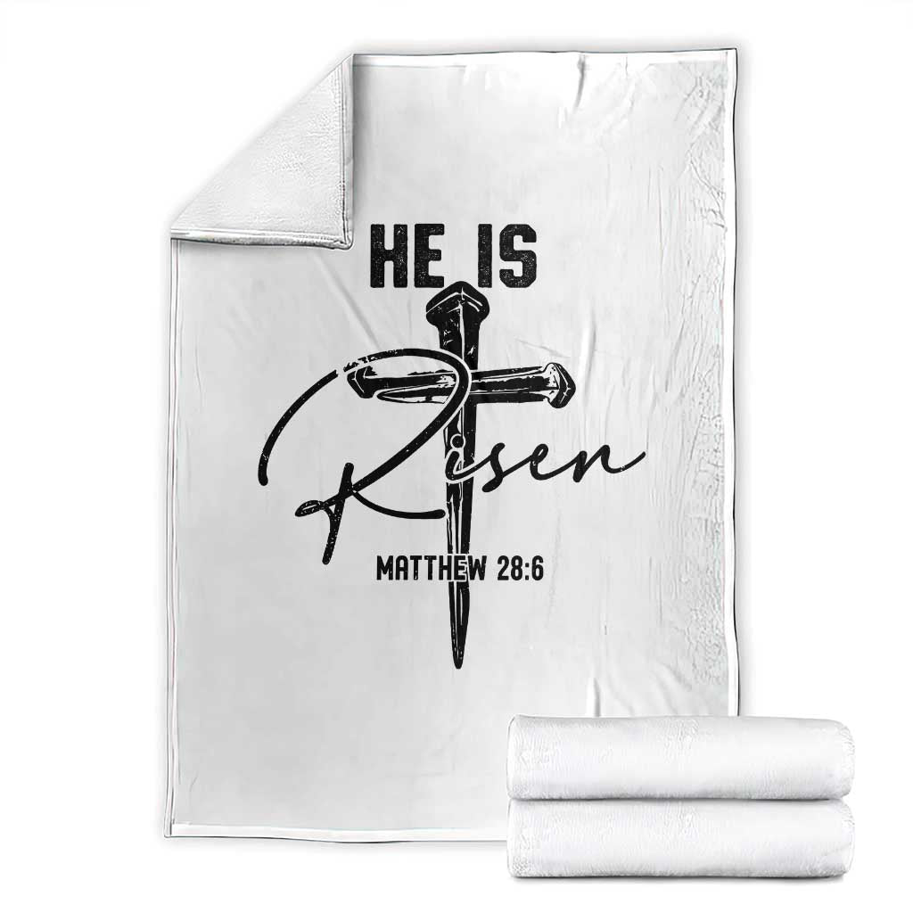 He Is Risen Matthew 28:6 Christian Easter Throw Blanket Nail Cross Faith Religious Inspirational Gift