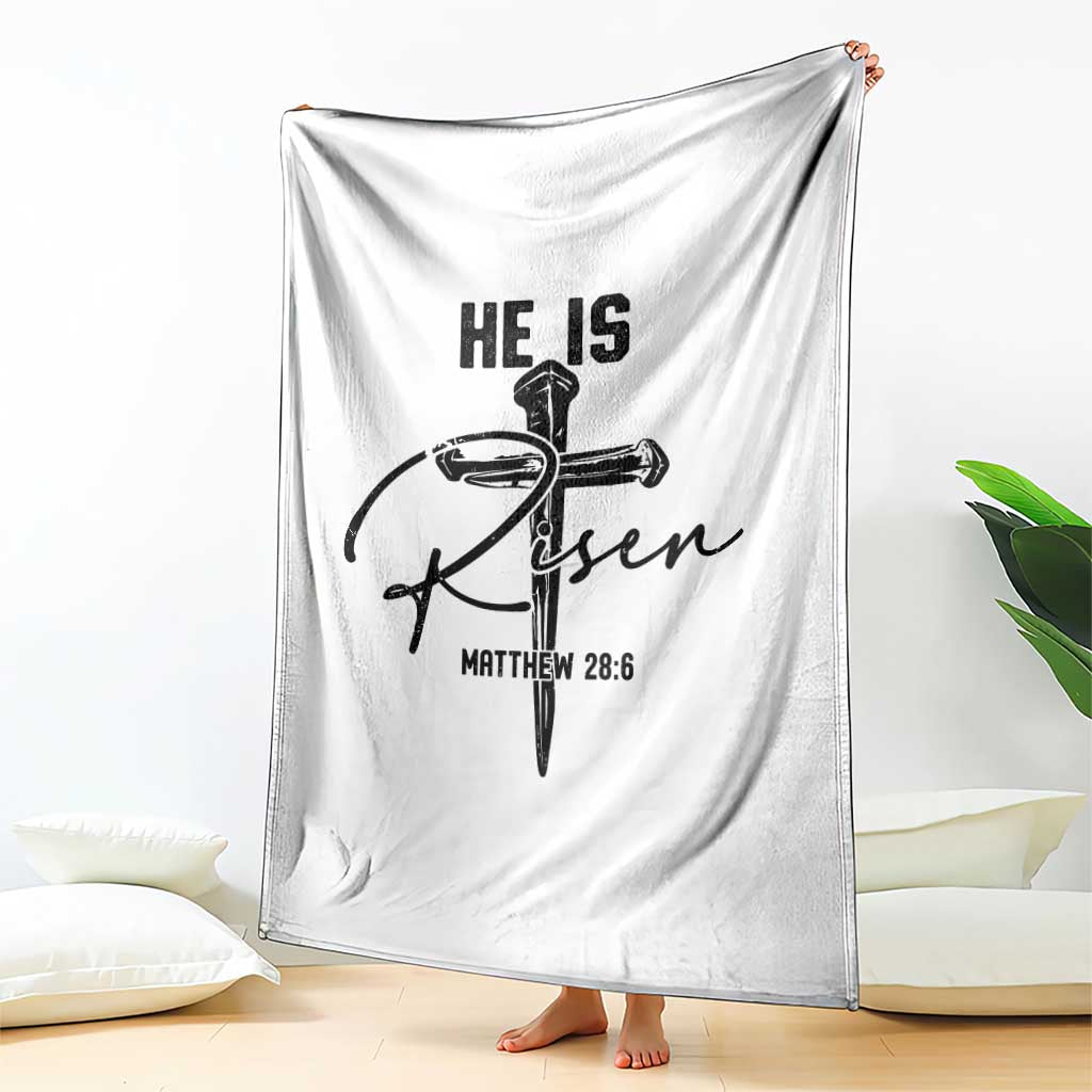 He Is Risen Matthew 28:6 Christian Easter Throw Blanket Nail Cross Faith Religious Inspirational Gift