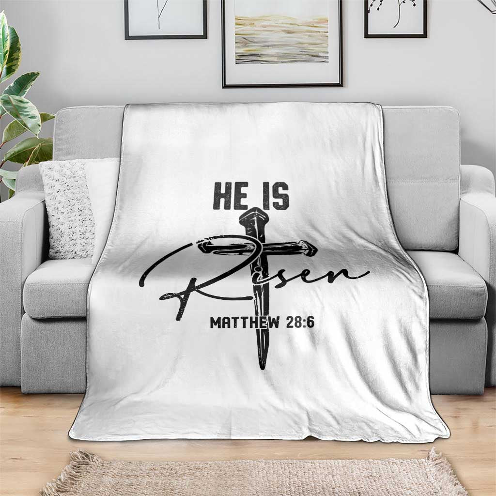 He Is Risen Matthew 28:6 Christian Easter Throw Blanket Nail Cross Faith Religious Inspirational Gift