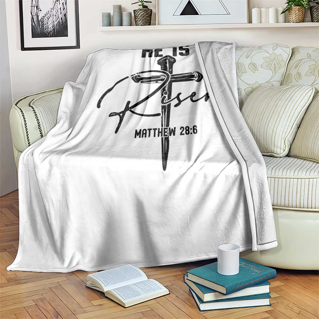 He Is Risen Matthew 28:6 Christian Easter Throw Blanket Nail Cross Faith Religious Inspirational Gift