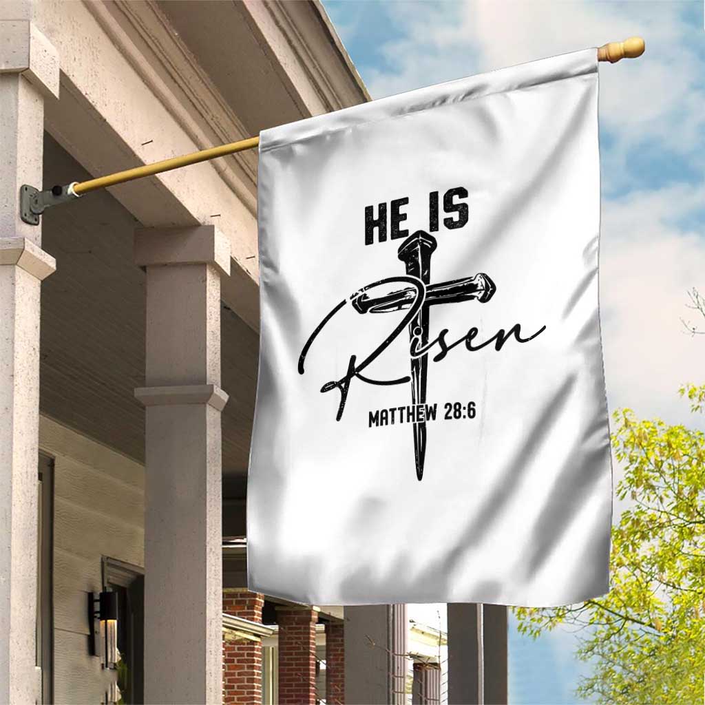 He Is Risen Matthew 28:6 Christian Easter Garden Flag Nail Cross Faith Religious Inspirational Gift