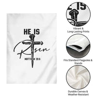 He Is Risen Matthew 28:6 Christian Easter Garden Flag Nail Cross Faith Religious Inspirational Gift