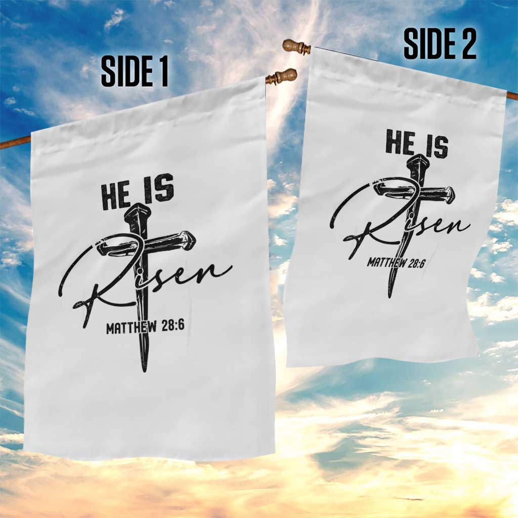 He Is Risen Matthew 28:6 Christian Easter Garden Flag Nail Cross Faith Religious Inspirational Gift