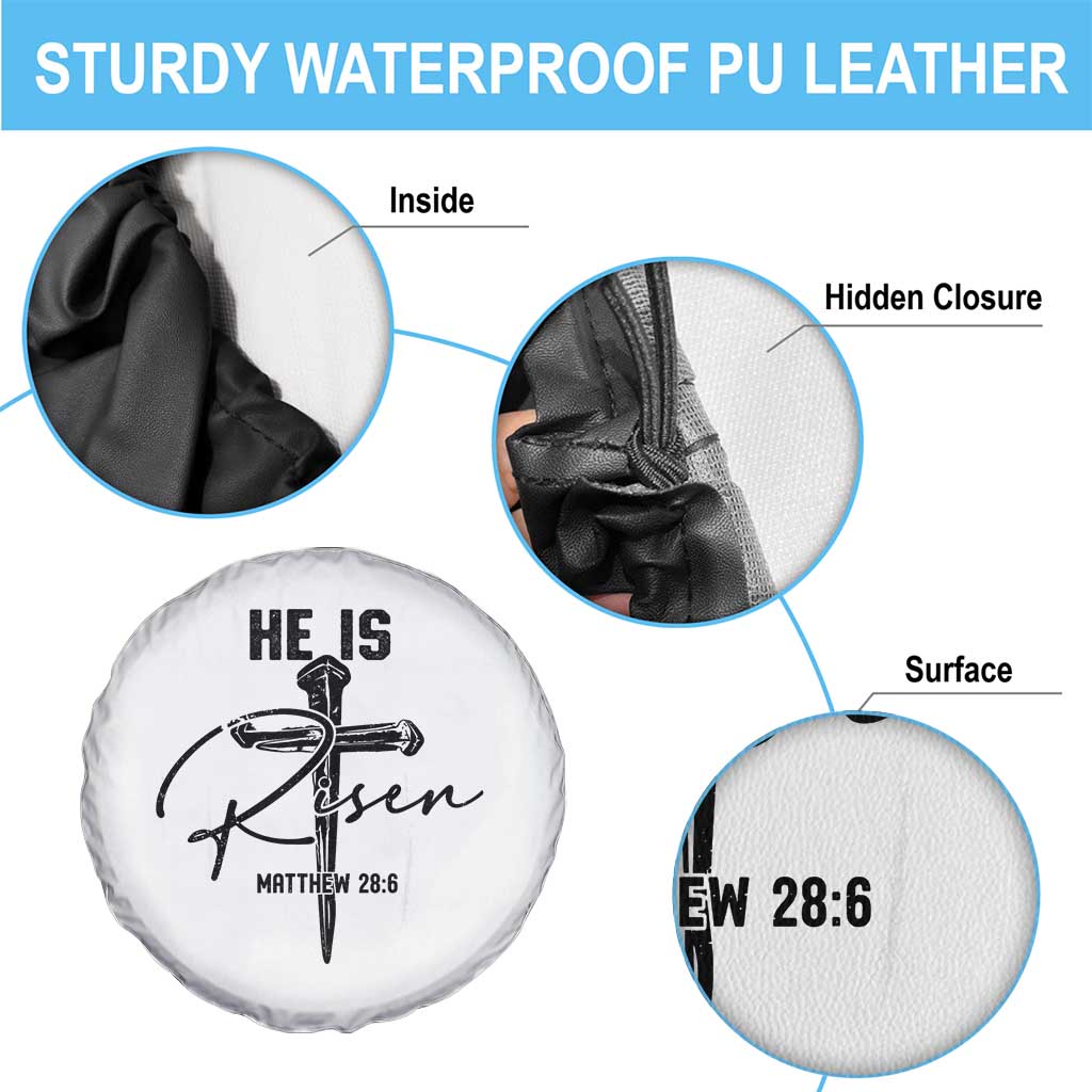 He Is Risen Matthew 28:6 Christian Easter Spare Tire Cover Nail Cross Faith Religious Inspirational Gift