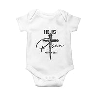 He Is Risen Matthew 28:6 Christian Easter Baby Onesie Nail Cross Faith Religious Inspirational Gift