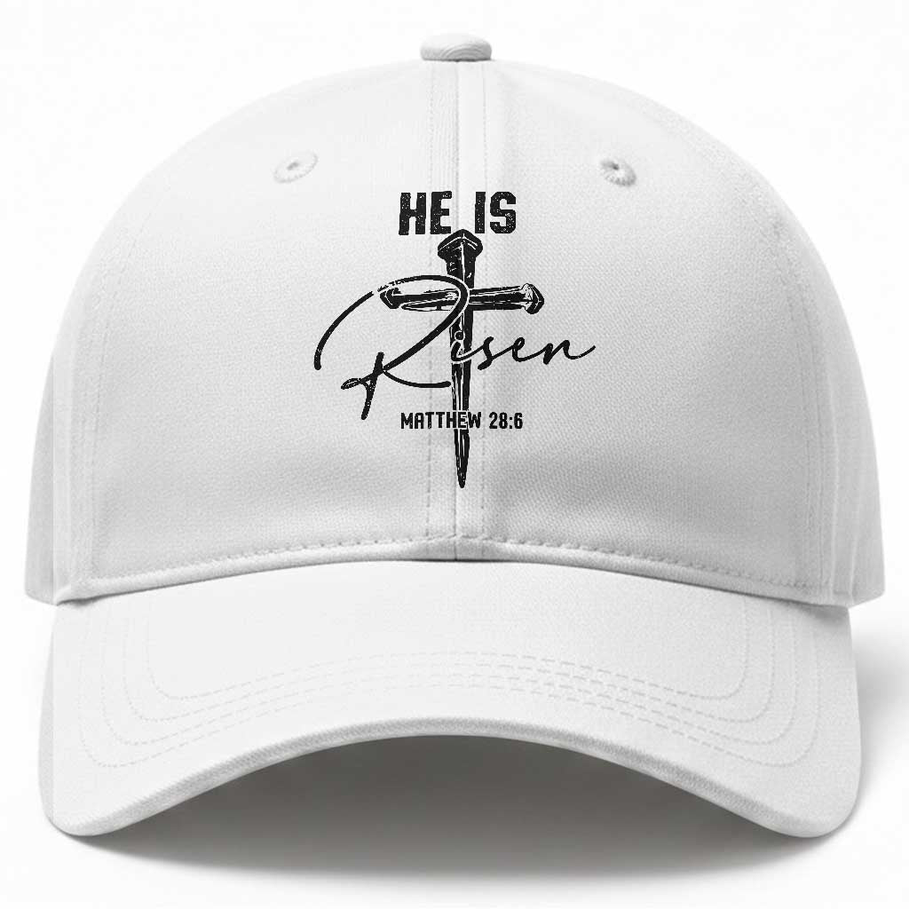 He Is Risen Matthew 28:6 Christian Easter Baseball Cap Nail Cross Faith Religious Inspirational Gift
