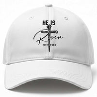 He Is Risen Matthew 28:6 Christian Easter Baseball Cap Nail Cross Faith Religious Inspirational Gift
