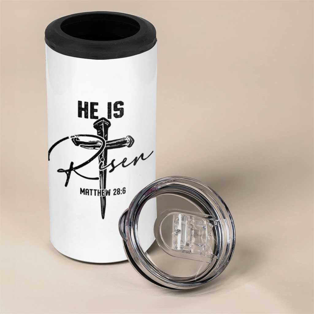 He Is Risen Matthew 28:6 Christian Easter 4 in 1 Can Cooler Tumbler Nail Cross Faith Religious Inspirational Gift