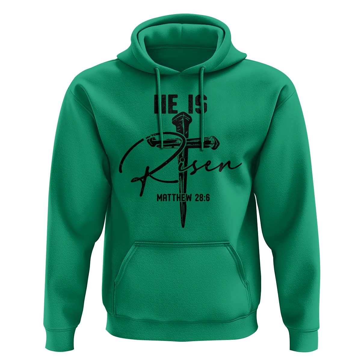 He Is Risen Matthew 28:6 Christian Easter Hoodie Nail Cross Faith Religious Inspirational Gift