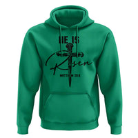 He Is Risen Matthew 28:6 Christian Easter Hoodie Nail Cross Faith Religious Inspirational Gift