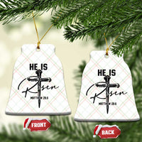 He Is Risen Matthew 28:6 Christian Easter Ceramic Ornament Nail Cross Faith Religious Inspirational Gift