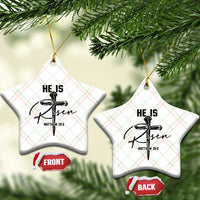 He Is Risen Matthew 28:6 Christian Easter Ceramic Ornament Nail Cross Faith Religious Inspirational Gift