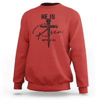 He Is Risen Matthew 28:6 Christian Easter Sweatshirt Nail Cross Faith Religious Inspirational Gift