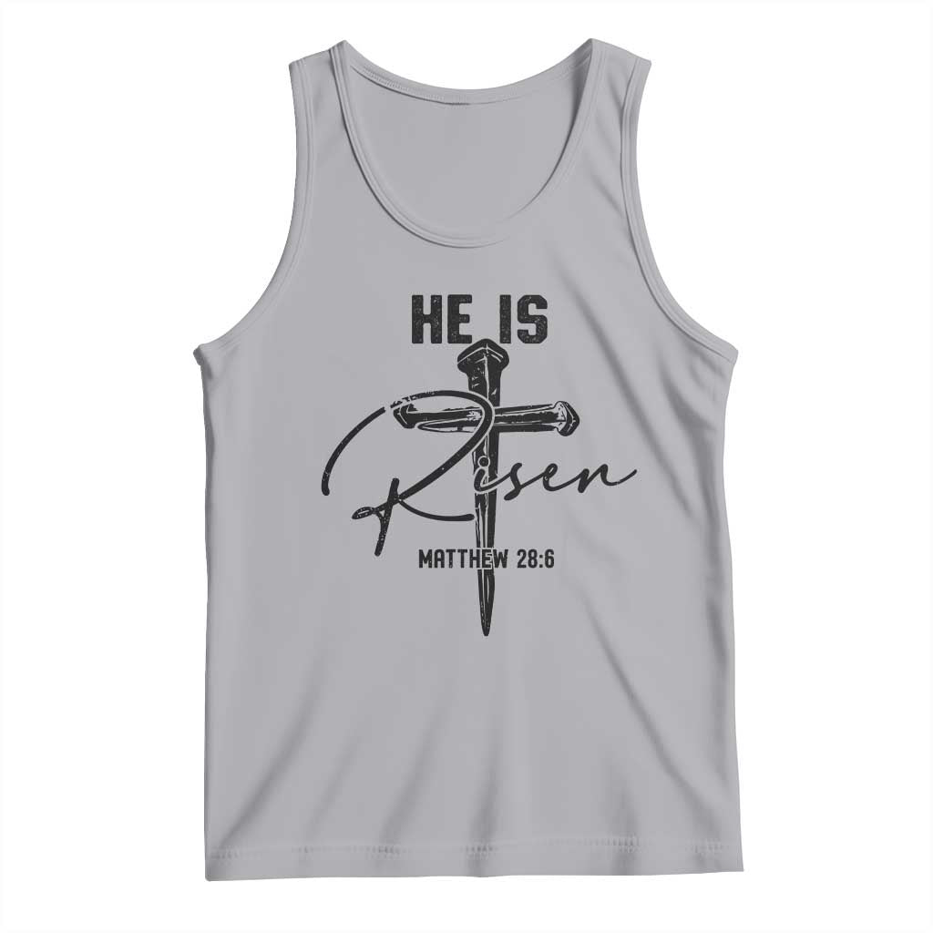 He Is Risen Matthew 28:6 Christian Easter Tank Top Nail Cross Faith Religious Inspirational Gift