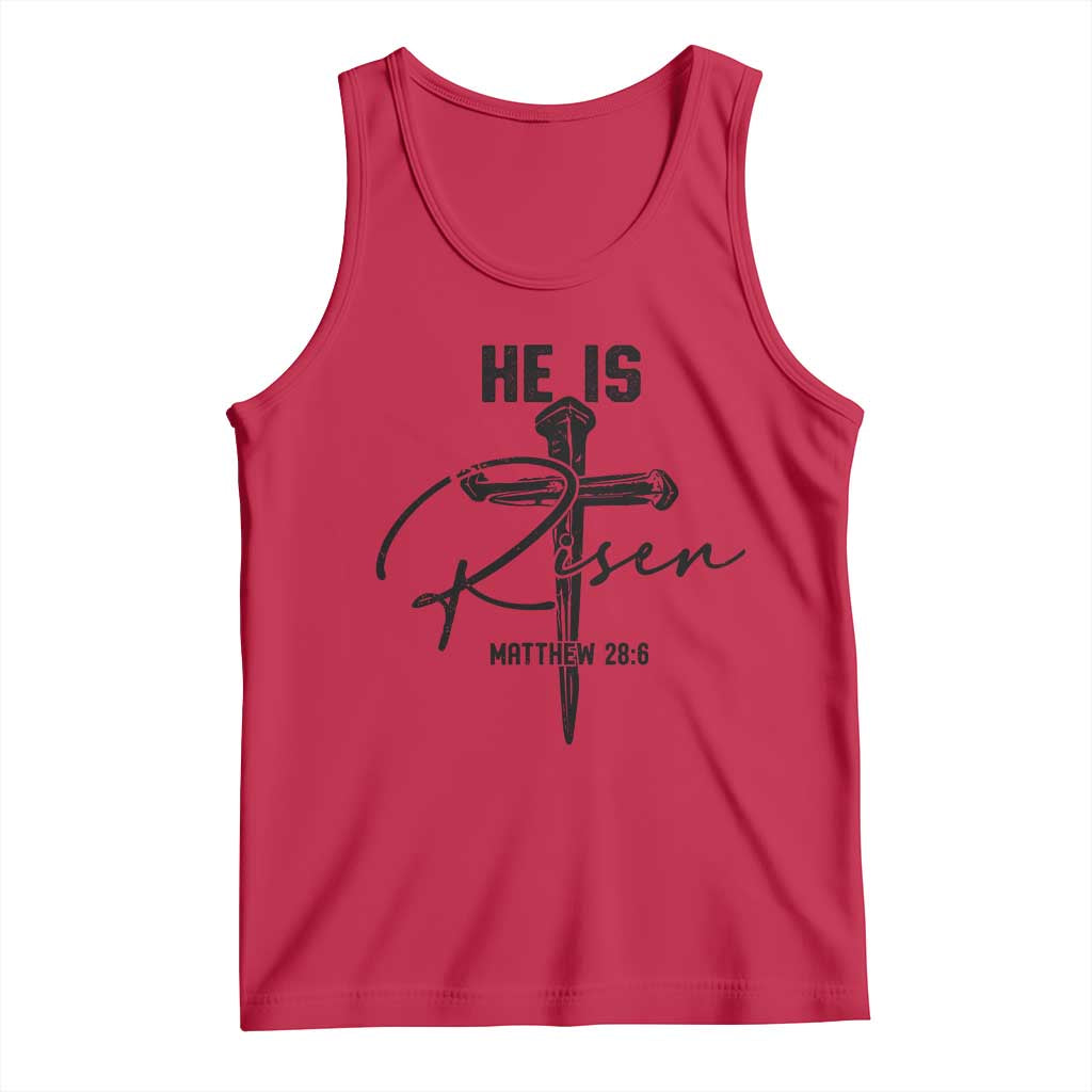 He Is Risen Matthew 28:6 Christian Easter Tank Top Nail Cross Faith Religious Inspirational Gift