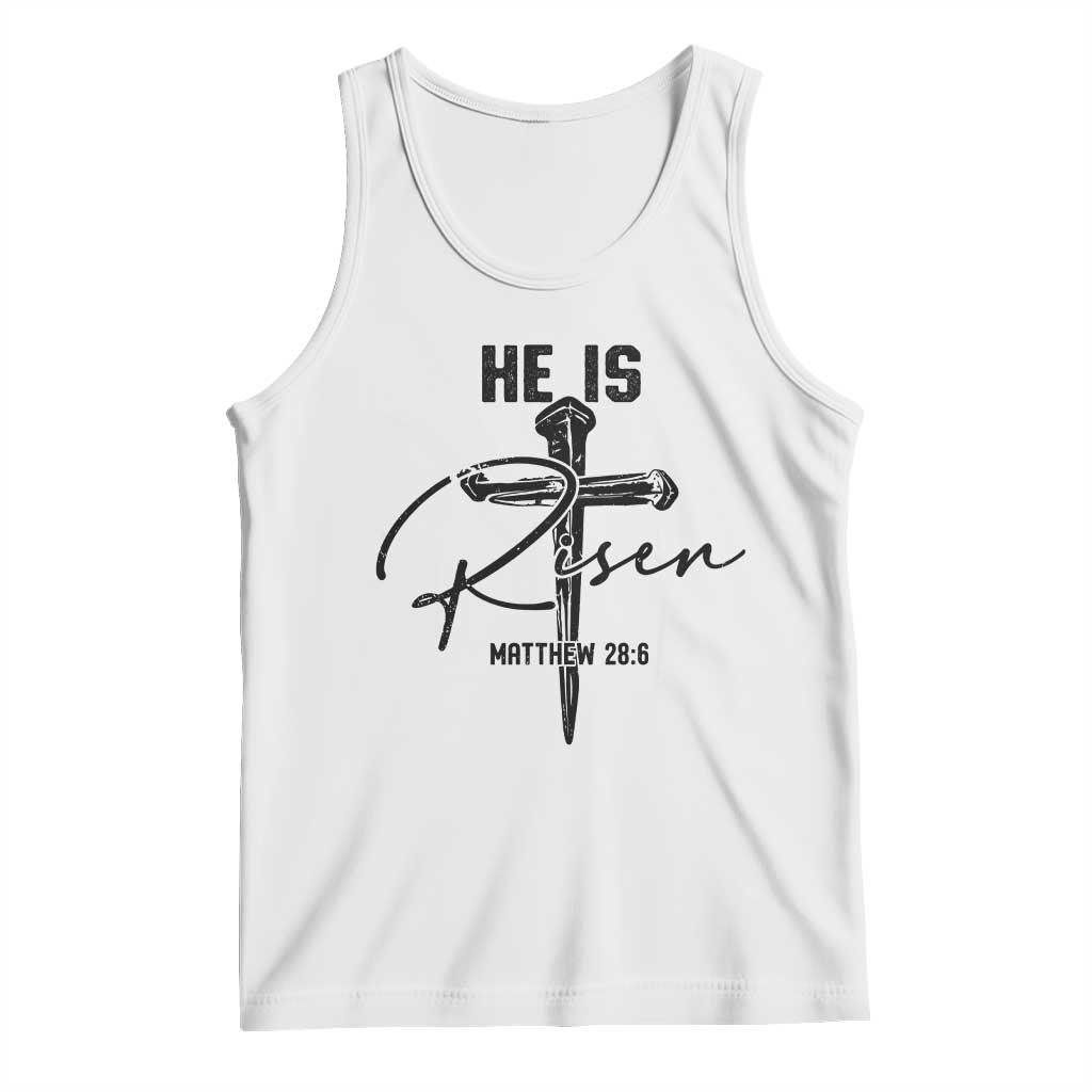 He Is Risen Matthew 28:6 Christian Easter Tank Top Nail Cross Faith Religious Inspirational Gift