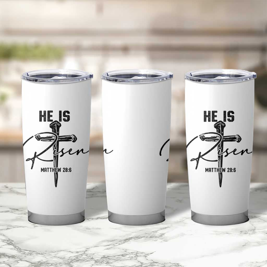 He Is Risen Matthew 28:6 Christian Easter Tumbler Cup Nail Cross Faith Religious Inspirational Gift