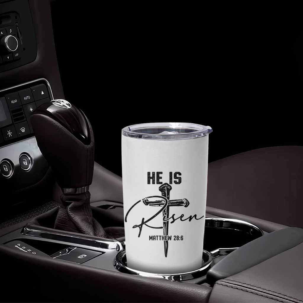 He Is Risen Matthew 28:6 Christian Easter Tumbler Cup Nail Cross Faith Religious Inspirational Gift