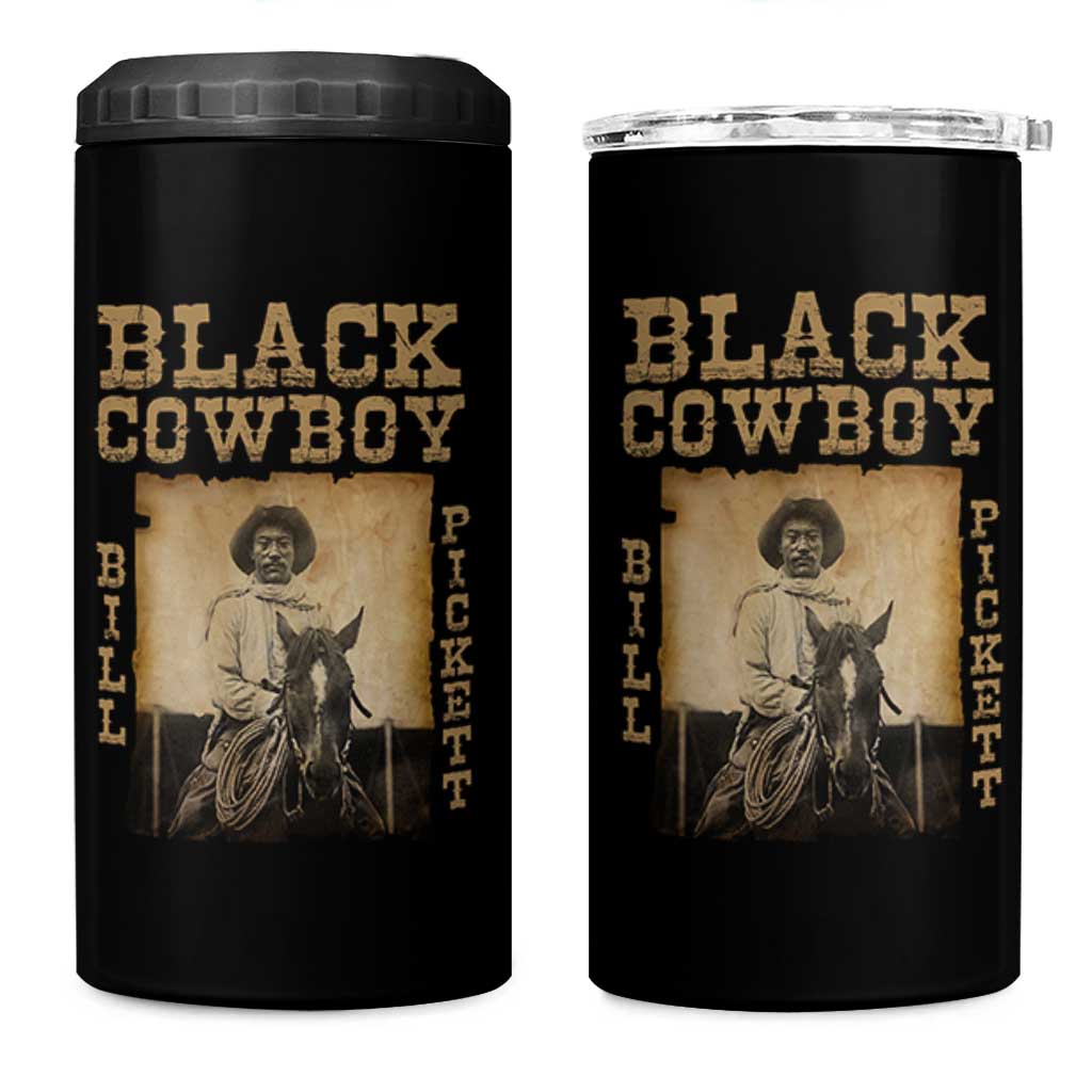 Bill Pickett 4 in 1 Can Cooler Tumbler Black Cowboy Western Legend Vintage