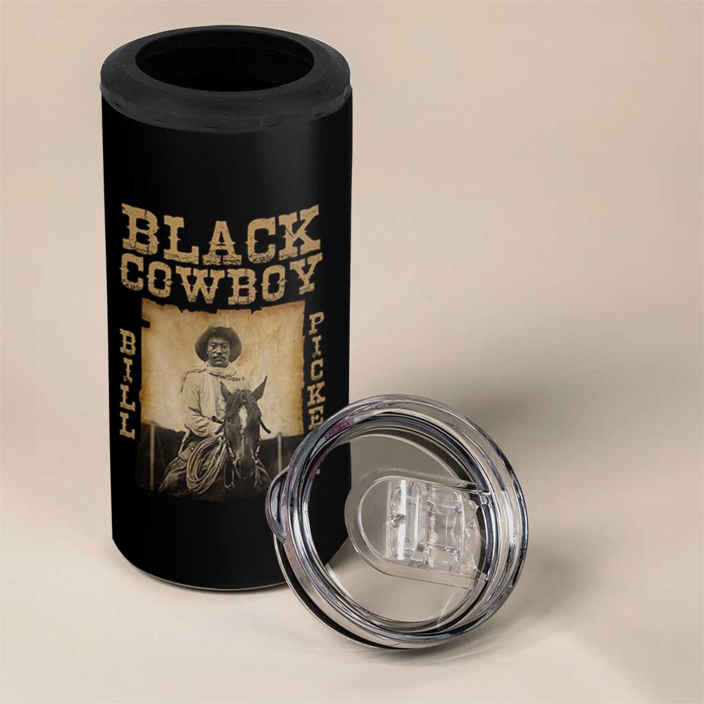 Bill Pickett 4 in 1 Can Cooler Tumbler Black Cowboy Western Legend Vintage