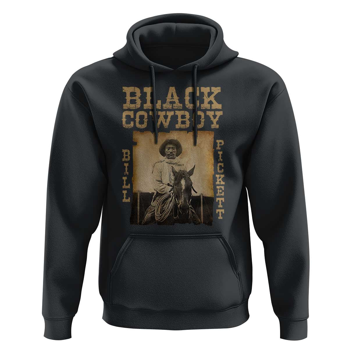 Bill Pickett Hoodie Black Cowboy Western Legend Vintage