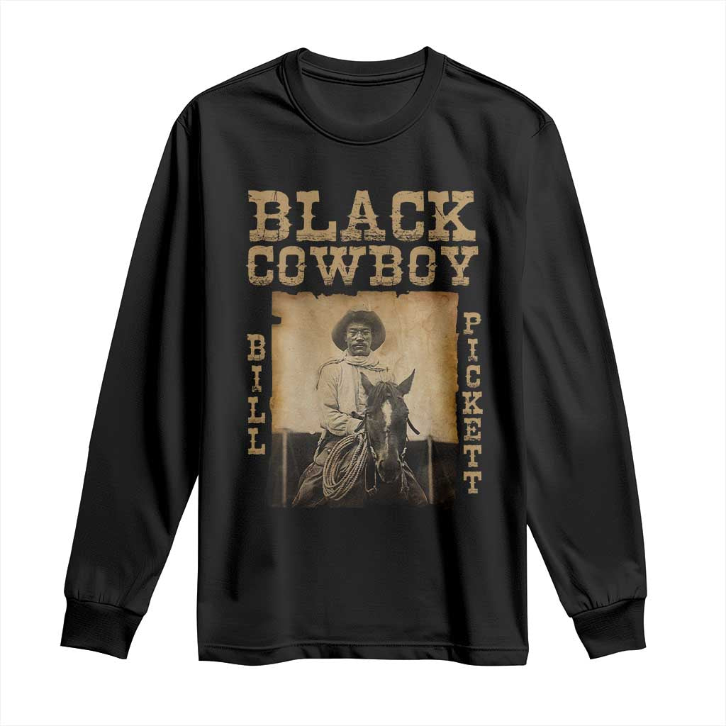 Bill Pickett Long Sleeve Shirt Black Cowboy Western Legend Vintage