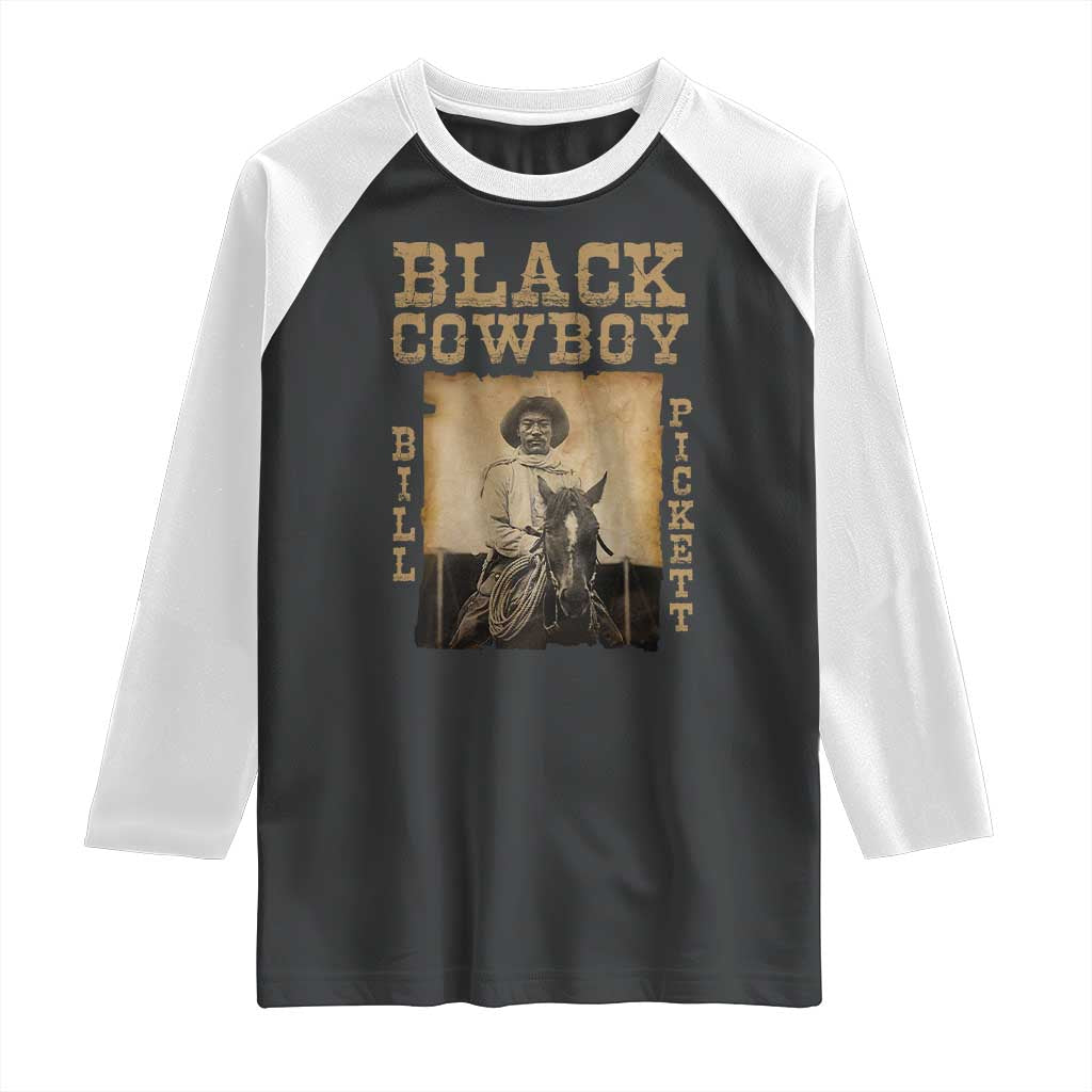 Bill Pickett Raglan Shirt Black Cowboy Western Legend Vintage