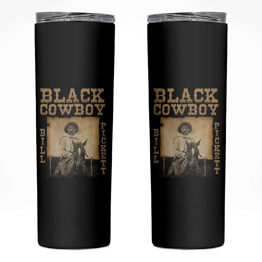 Bill Pickett Skinny Tumbler Black Cowboy Western Legend Vintage