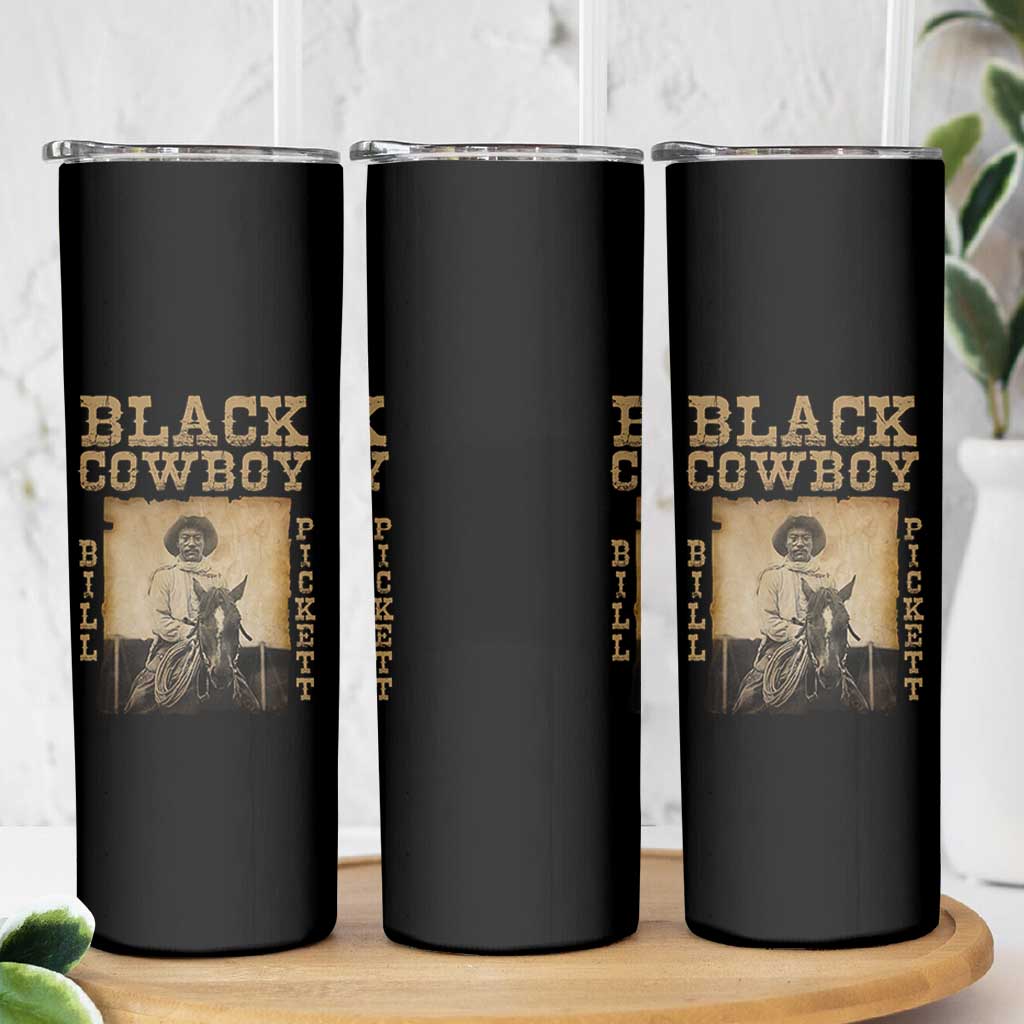 Bill Pickett Skinny Tumbler Black Cowboy Western Legend Vintage