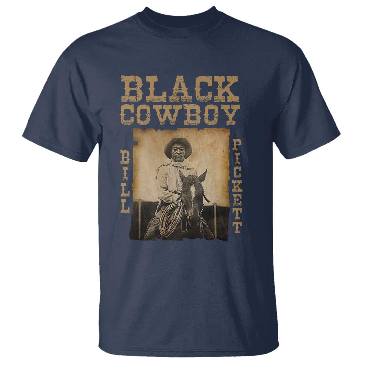 Bill Pickett T Shirt Black Cowboy Western Legend Vintage